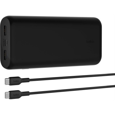 Акумулятор портативний літій-іонний Power Bank Belkin 20000мА·год, 20Вт, 2хUSB-A/USB-C, чорний Акумулятор портативний літій-іонний Power Bank Belkin 20000мА·год, 20Вт, 2хUSB-A/USB-C, чорний