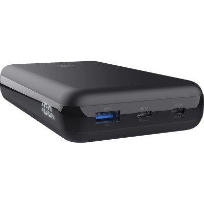 Акумулятор портативний літій-іонний power bank Trust Laro, 20000 мА·год, USB-A/2хUSB-C, 100w, чорний Акумулятор портативний літій-іонний power bank Trust Laro, 20000 мА·год, USB-A/2хUSB-C, 100w, чорний