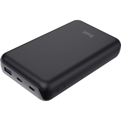 Акумулятор портативний літій-іонний power bank Trust Laro, 20000 мА·год, USB-A/2хUSB-C, 100w, чорний Акумулятор портативний літій-іонний power bank Trust Laro, 20000 мА·год, USB-A/2хUSB-C, 100w, чорний
