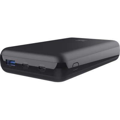 Акумулятор портативний літій-іонний power bank Trust Laro, 20000 мА·год, USB-A/2хUSB-C, 100w, чорний Акумулятор портативний літій-іонний power bank Trust Laro, 20000 мА·год, USB-A/2хUSB-C, 100w, чорний