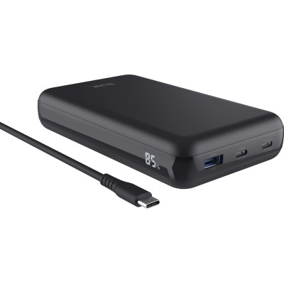 Акумулятор портативний літій-іонний power bank Trust Laro, 20000 мА·год, USB-A/2хUSB-C, 100w, чорний Акумулятор портативний літій-іонний power bank Trust Laro, 20000 мА·год, USB-A/2хUSB-C, 100w, чорний