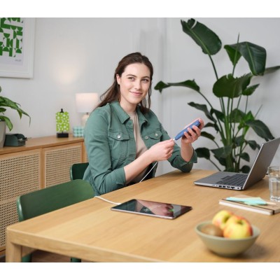 Акумулятор портативний літій-іонний power bank Trust Primo ECO, 10000мА·год, 2хUSB-A/USB-C, 15W, синій