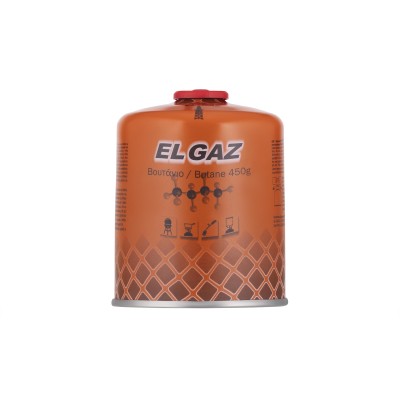 Балон-картридж газовий EL GAZ ELG-400, бутан 450г, для газових пальників, з двошаровим клапаном, одноразовий Балон-картридж газовий EL GAZ ELG-400, бутан 450г, для газових пальників, з двошаровим клапаном, одноразовий