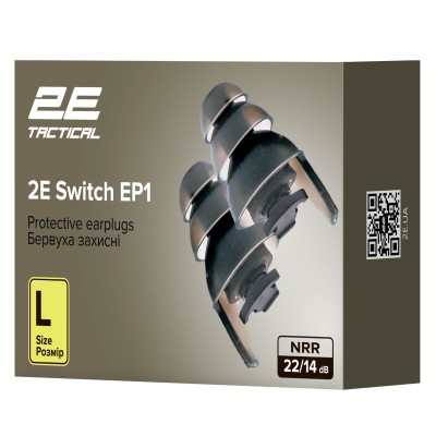 Бервуха захисні 2E Switch EP1 Black з перемикачем, розмір L, NRR 22/14 dB, пасивні Бервуха захисні 2E Switch EP1 Black з перемикачем, розмір L, NRR 22/14 dB, пасивні