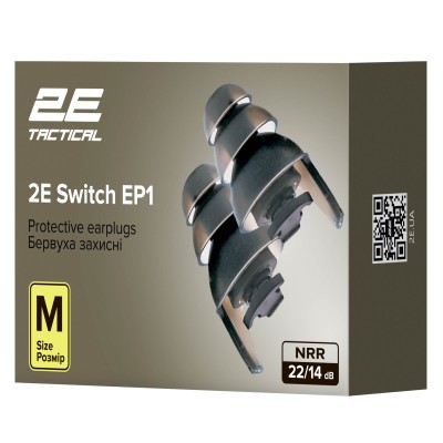 Бервуха захисні 2E Switch EP1 Black з перемикачем, розмір M, NRR 22/14 dB, пасивні Бервуха захисні 2E Switch EP1 Black з перемикачем, розмір M, NRR 22/14 dB, пасивні