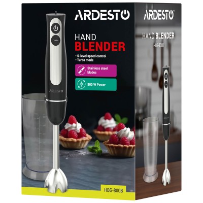Блендер Ardesto заглибний 800Вт, чаша-600мл, чорно-сріблястий (HBG-800B) Блендер Ardesto заглибний 800Вт, чаша-600мл, чорно-сріблястий (HBG-800B)