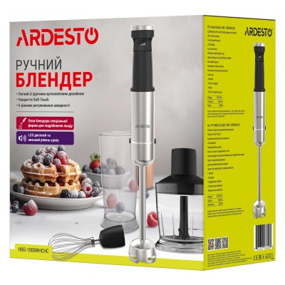 Блендер Ardesto занурювальний HBG-1000WHCHC, 1000Вт, 3в1, чаша-600мл, чопер 500мл, чорно-сріблястий Блендер Ardesto занурювальний HBG-1000WHCHC, 1000Вт, 3в1, чаша-600мл, чопер 500мл, чорно-сріблястий