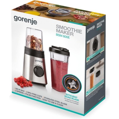 Блендер Gorenje для смузі 320Вт, чаша-600мл, нерж-чорний (BSM600E) Блендер Gorenje для смузі 320Вт, чаша-600мл, нерж-чорний (BSM600E)