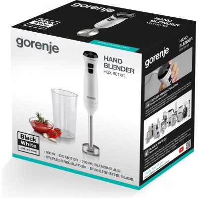 Блендер Gorenje заглибний 600Вт, чаша-600мл, білий (HBX601XG) Блендер Gorenje заглибний 600Вт, чаша-600мл, білий (HBX601XG)