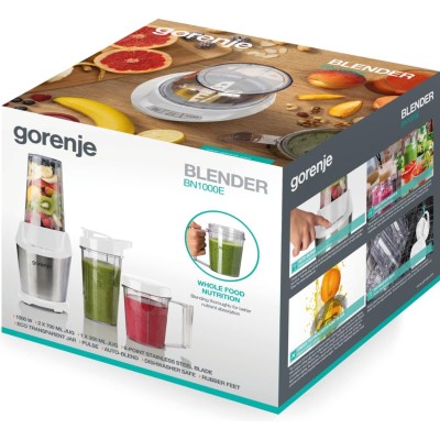 Блендер Gorenje стаціонарний 1000Вт, чаша-750мл, подрібнювач, білий-нерж (BN1000E) Блендер Gorenje стаціонарний 1000Вт, чаша-750мл, подрібнювач, білий-нерж (BN1000E)