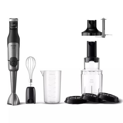 Блендер Philips заглибний Series 5000, 1200Вт, 4в1, чопер XL, спіралайзер, чорний (HR2684/00) Блендер Philips заглибний Series 5000, 1200Вт, 4в1, чопер XL, спіралайзер, чорний (HR2684/00)