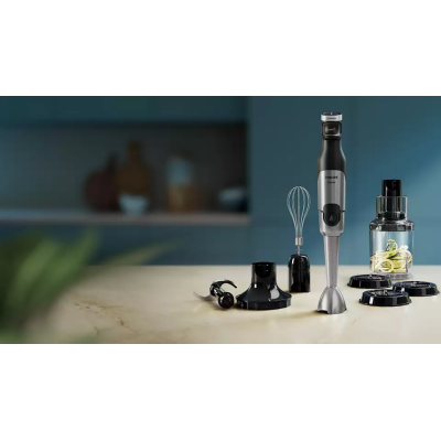 Блендер Philips заглибний Series 5000, 1200Вт, 4в1, чопер XL, спіралайзер, чорний (HR2684/00) Блендер Philips заглибний Series 5000, 1200Вт, 4в1, чопер XL, спіралайзер, чорний (HR2684/00)