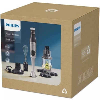Блендер Philips заглибний Series 5000, 1200Вт, 4в1, чопер XL, спіралайзер, чорний (HR2684/00) Блендер Philips заглибний Series 5000, 1200Вт, 4в1, чопер XL, спіралайзер, чорний (HR2684/00)