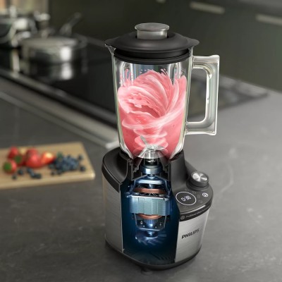 Блендер PHILIPS стаціонарний 1500Вт, чаша-2000мл, скло, чорний (HR3760/00) Блендер PHILIPS стаціонарний 1500Вт, чаша-2000мл, скло, чорний (HR3760/00)