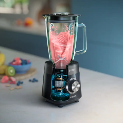 Блендер PHILIPS стаціонарний Series 5000, 1200Вт, чаша-2000мл, скло, чорний (HR3030/00) Блендер PHILIPS стаціонарний Series 5000, 1200Вт, чаша-2000мл, скло, чорний (HR3030/00)