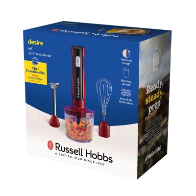 Блендер Russell Hobbs заглибний Desire Red, 500Вт, чаша-500мл, вінчик, міні-подріб., червоний (27140-56)