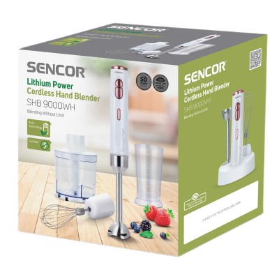Блендер Sencor заглибний Accu technology, 200Вт, 3в1, чаша-800мл, безпровідний, USB-C, біло-рожевий (SHB9000WH) Блендер Sencor заглибний Accu technology, 200Вт, 3в1, чаша-800мл, безпровідний, USB-C, біло-рожевий (SHB9000WH)