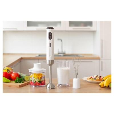 Блендер Sencor заглибний Accu technology, 200Вт, 3в1, чаша-800мл, безпровідний, USB-C, біло-сірий (SHB9001GY)