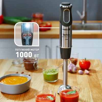 Блендер Tefal заглибний Quickchef 1000Вт, 3в1, чаша-800мл, чопер-500мл, турборежим, сріблясто-чорний (HB656838) Блендер Tefal заглибний Quickchef 1000Вт, 3в1, чаша-800мл, чопер-500мл, турборежим, сріблясто-чорний (HB656838)