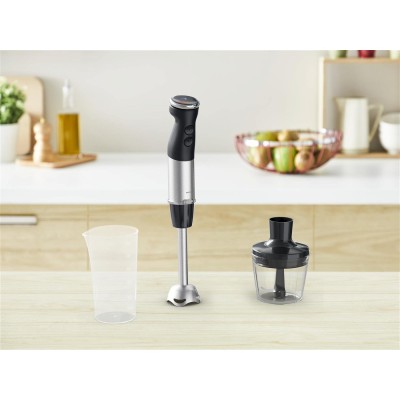 Блендер Tefal заглибний Quickchef+ 1000Вт, 2в1, чаша-800мл, чопер-500мл, турборежим, сріблясто-чорний (HB672830) Блендер Tefal заглибний Quickchef+ 1000Вт, 2в1, чаша-800мл, чопер-500мл, турборежим, сріблясто-чорний (HB672830)