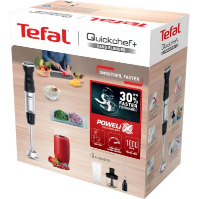 Блендер Tefal заглибний Quickchef+ 1000Вт, 3в1, чаша-800мл, чопер-500мл, турборежим, сріблясто-чорний (HB673830) Блендер Tefal заглибний Quickchef+ 1000Вт, 3в1, чаша-800мл, чопер-500мл, турборежим, сріблясто-чорний (HB673830)