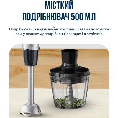 Блендер Tefal заглибний Quickchef+ 1000Вт, 3в1, чаша-800мл, чопер-500мл, турборежим, сріблясто-чорний (HB67E830) Блендер Tefal заглибний Quickchef+ 1000Вт, 3в1, чаша-800мл, чопер-500мл, турборежим, сріблясто-чорний (HB67E830)