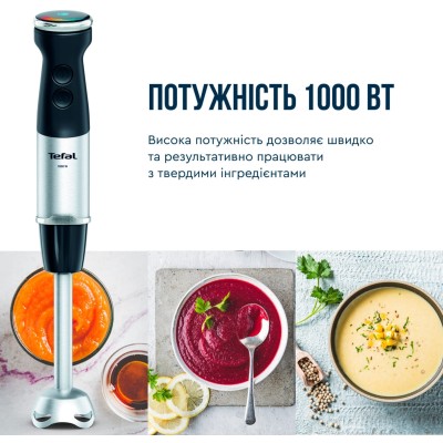 Блендер Tefal заглибний Quickchef+ 1000Вт, 3в1, чаша-800мл, чопер-500мл, турборежим, сріблясто-чорний (HB67E830) Блендер Tefal заглибний Quickchef+ 1000Вт, 3в1, чаша-800мл, чопер-500мл, турборежим, сріблясто-чорний (HB67E830)