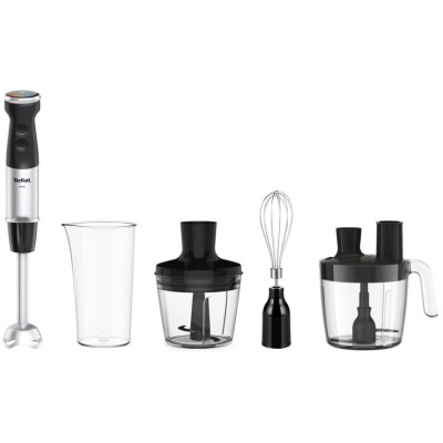 Блендер Tefal заглибний Quickchef+, 1000Вт, 4в1, чаша-800мл, чопер-500мл, кухонний комбайн 5в1, турборежим, сіро-чорний (HB67G83 Блендер Tefal заглибний Quickchef+, 1000Вт, 4в1, чаша-800мл, чопер-500мл, кухонний комбайн 5в1, турборежим, сіро-чорний (HB67G83