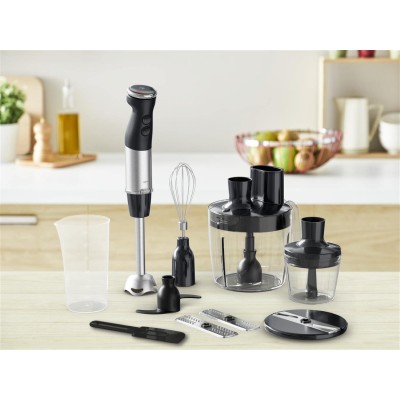 Блендер Tefal заглибний Quickchef+, 1000Вт, 4в1, чаша-800мл, чопер-500мл, кухонний комбайн 5в1, турборежим, сіро-чорний (HB67G83 Блендер Tefal заглибний Quickchef+, 1000Вт, 4в1, чаша-800мл, чопер-500мл, кухонний комбайн 5в1, турборежим, сіро-чорний (HB67G83