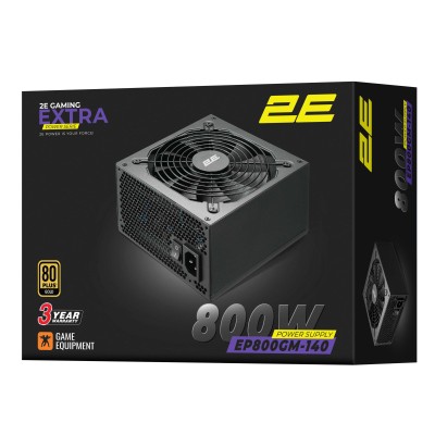 Блок живлення 2E GAMING Extra Power (800W), >90%, 80+ Gold, 140мм, 1xMB 24pin(20+4), 2xCPU 8pin(4+4), 3xMolex, 6xSATA, 4xPCIe 8p Блок живлення 2E GAMING Extra Power (800W), >90%, 80+ Gold, 140мм, 1xMB 24pin(20+4), 2xCPU 8pin(4+4), 3xMolex, 6xSATA, 4xPCIe 8p