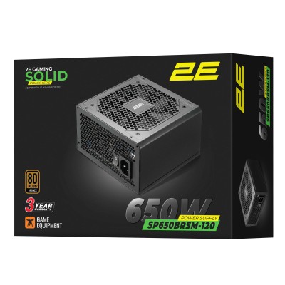 Блок живлення 2E GAMING Solid Power (650W), >85%, 80+ Bronze, 120мм, 1xMB 24pin(20+4), 2xCPU 8pin(4+4), 3xMolex, 6xSATA, 4xPCIe Блок живлення 2E GAMING Solid Power (650W), >85%, 80+ Bronze, 120мм, 1xMB 24pin(20+4), 2xCPU 8pin(4+4), 3xMolex, 6xSATA, 4xPCIe