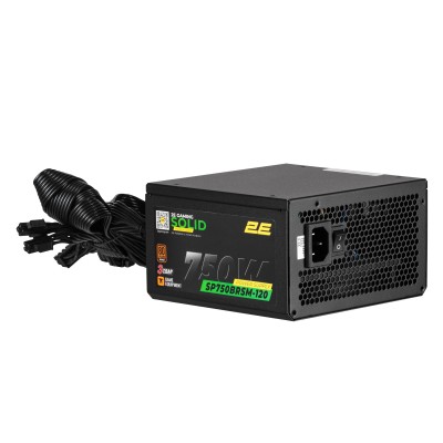 Блок живлення 2E GAMING Solid Power (750W), >85%, 80+ Bronze, 120мм, 1xMB 24pin(20+4), 2xCPU 8pin(4+4), 3xMolex, 6xSATA, 4xPCIe 