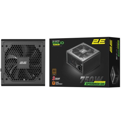 Блок живлення 2E GAMING Solid Power (750W), >85%, 80+ Bronze, 120мм, 1xMB 24pin(20+4), 2xCPU 8pin(4+4), 3xMolex, 6xSATA, 4xPCIe 