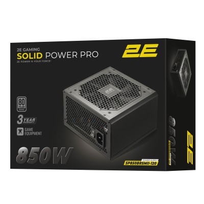 Блок живлення 2E GAMING Solid Power Pro ATX3.1 GEN5.0 (850W), >85%, 80+ Bronze, 120мм, 1xMB 24pin(20+4), 2xCPU 8pin(4+4), 3xMole Блок живлення 2E GAMING Solid Power Pro ATX3.1 GEN5.0 (850W), >85%, 80+ Bronze, 120мм, 1xMB 24pin(20+4), 2xCPU 8pin(4+4), 3xMole