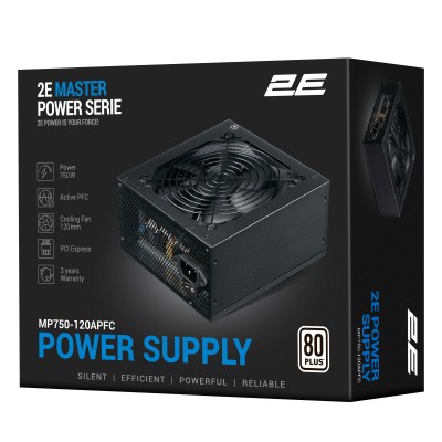 Блок живлення 2E Master Power (750W), >80%, 80+ White, 120мм, 1xMB 24pin(20+4), 1xCPU 8pin(4+4), 3xMolex, 5xSATA, 4xPCIe 8pin(6+ Блок живлення 2E Master Power (750W), >80%, 80+ White, 120мм, 1xMB 24pin(20+4), 1xCPU 8pin(4+4), 3xMolex, 5xSATA, 4xPCIe 8pin(6+