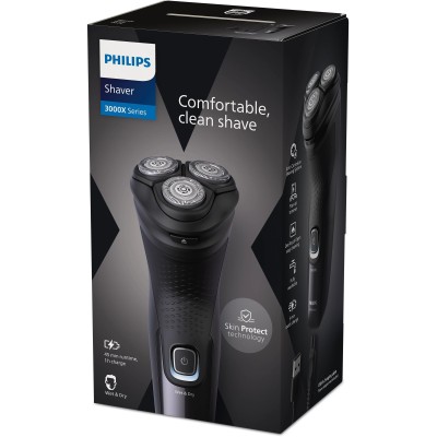Бритва електр. Philips роторна Series 3000X, бритв.головок-3, Li-Ion, сух.+волог., тример, чорний (X3051/00)
