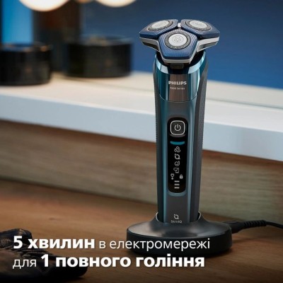 Бритва електр. Philips роторна Series 7000, 9Вт, бритв.головок-3, Li-Ion, сух.+волог., тример, чохол, Bt., сіро-синій (S7882/55) Бритва електр. Philips роторна Series 7000, 9Вт, бритв.головок-3, Li-Ion, сух.+волог., тример, чохол, Bt., сіро-синій (S7882/55)