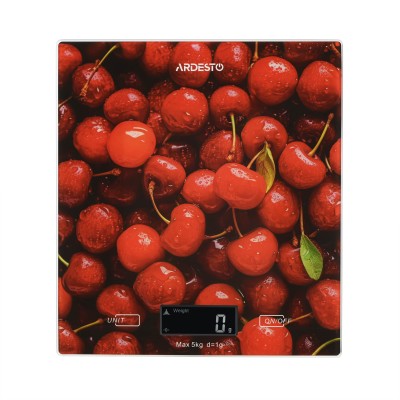 Ваги Ardesto кухонні CHERRY, 5кг, AAAx2 в комплекті, скло, багатокольоровий (SCK-893CHERRY)