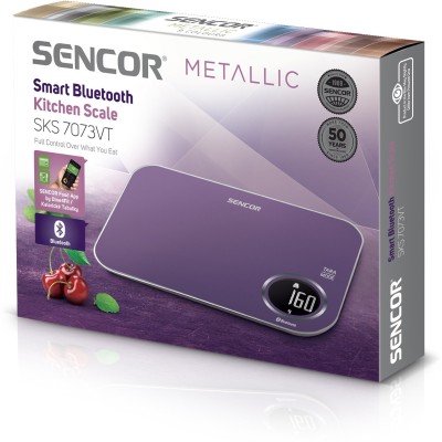 Ваги Sencor кухонні, 5кг, підключення до смартфону, AAAx2, пластик, фіолетовий (SKS7073VT) Ваги Sencor кухонні, 5кг, підключення до смартфону, AAAx2, пластик, фіолетовий (SKS7073VT)