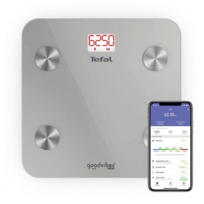Ваги Tefal підлогові Goodvibes Life, 160кг, Bluetooth, AAAx3 в комплекті, скло, сірий (BM9600S1) Ваги Tefal підлогові Goodvibes Life, 160кг, Bluetooth, AAAx3 в комплекті, скло, сірий (BM9600S1)