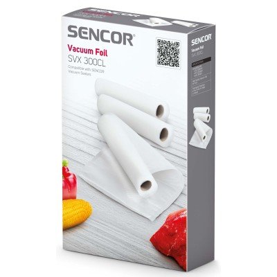Вакуумна плівка для всіх вакууматорів Sencor, 3 рулони 20х200см (SVX300CL) Вакуумна плівка для всіх вакууматорів Sencor, 3 рулони 20х200см (SVX300CL)