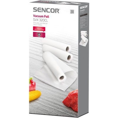 Вакуумна плівка для всіх вакууматорів Sencor, 3 рулони, 28х200см (SVX320CL) Вакуумна плівка для всіх вакууматорів Sencor, 3 рулони, 28х200см (SVX320CL)