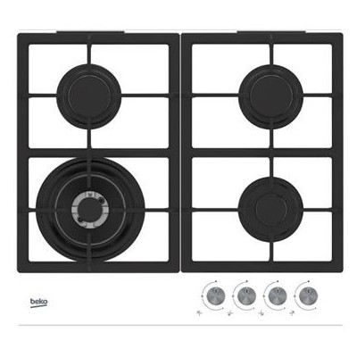 Варильна поверхня Beko газова, 60см, чавун, білий (HILW64225SW) Варильна поверхня Beko газова, 60см, чавун, білий (HILW64225SW)
