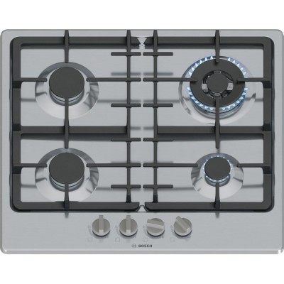 Варильна поверхня Bosch газова, 60см, чавун, WOK, нерж (PGH6B5K90R)