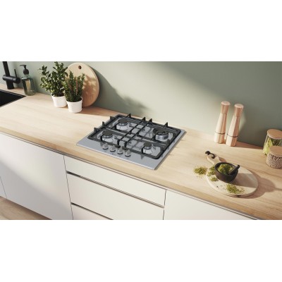 Варильна поверхня Bosch газова, 60см, чавун, WOK, нерж (PGH6B5K90R)