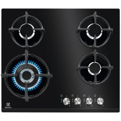 Варильна поверхня Electrolux газова на склі, 60см, чавун, чорний (KGG6437K)