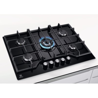 Варильна поверхня Electrolux газова на склі, 75см, чавун, чорний (KGG75362K)