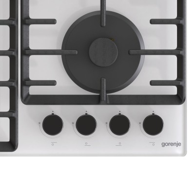 Варильна поверхня Gorenje газова на склі, 60см, чавун, білий (GTW642SYW)