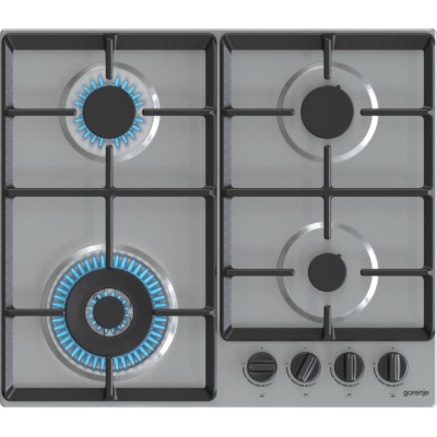 Варильна поверхня Gorenje газова, 60см, чавун, конфорка Wok, нерж (GW641EBX)