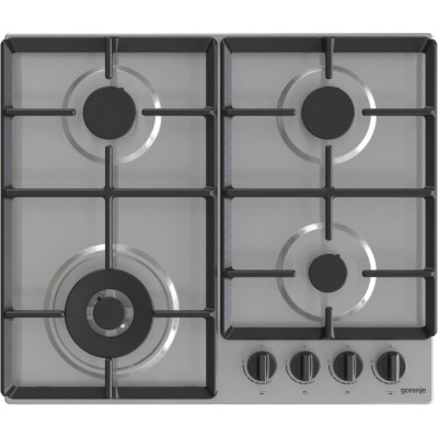 Варильна поверхня Gorenje газова, 60см, чавун, конфорка Wok, нерж (GW641EBX)